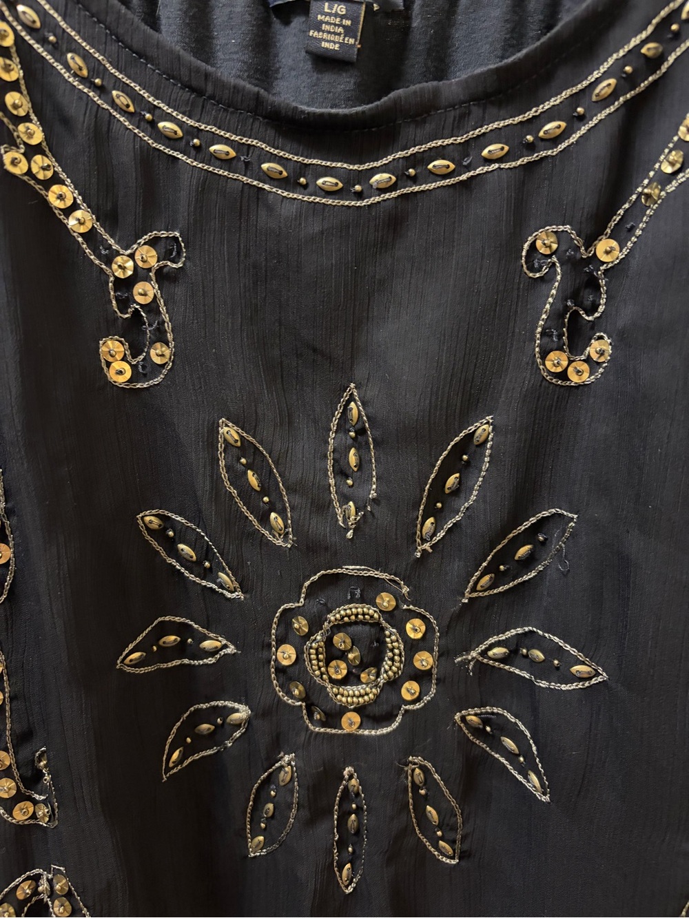 American Eagle Outfitters Navy Beaded Spaghetti-Strap Mini Dress Women’s Large - Picture 5 of 7
